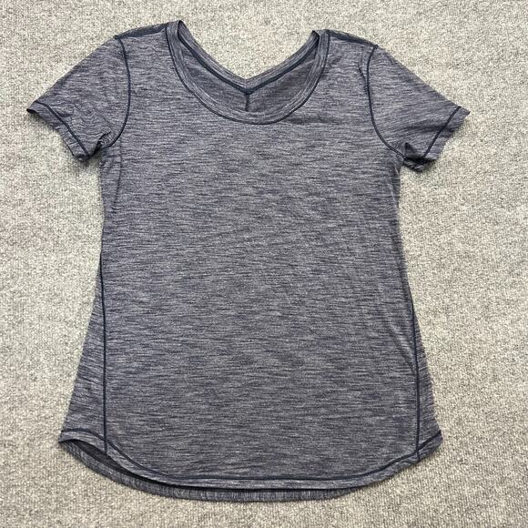 Lululemon Activewear Top Womens Heather Blue Short Sleeve Round Neck Pullover - Picture 1 of 7